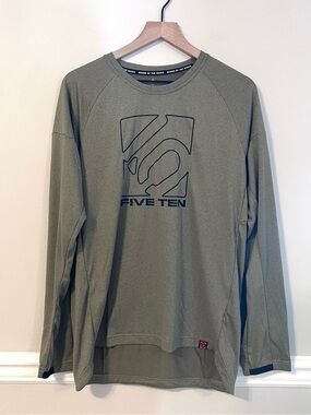 Adidas Men's Five Ten Long Sleeve Shirt Size M Olive Green Cycling Jersey Racing